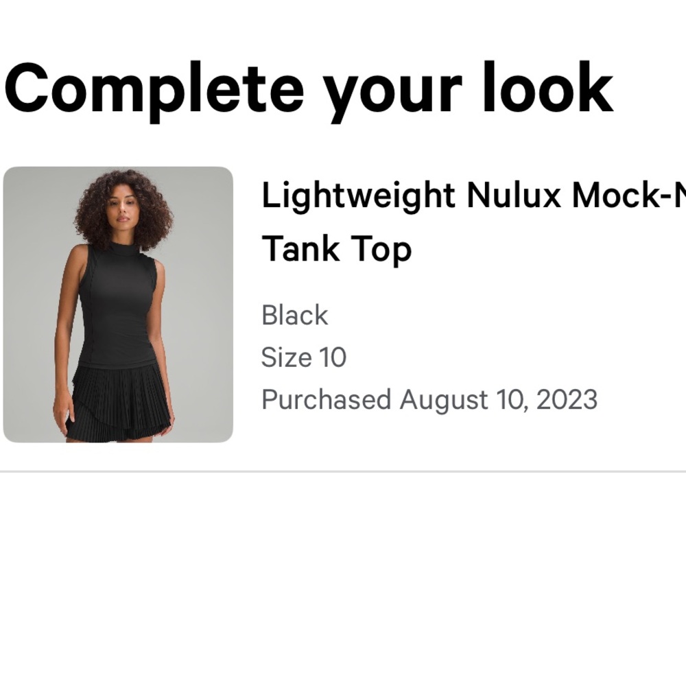 Lululemon Nulux Mock neck tank size 10